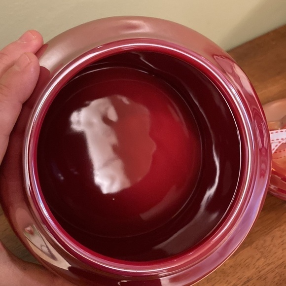 NEW RAE DUNN RED IRIDESCENT HO HO HO LARGE CHUBBY CHRISTMAS CANISTER - Picture 11 of 11